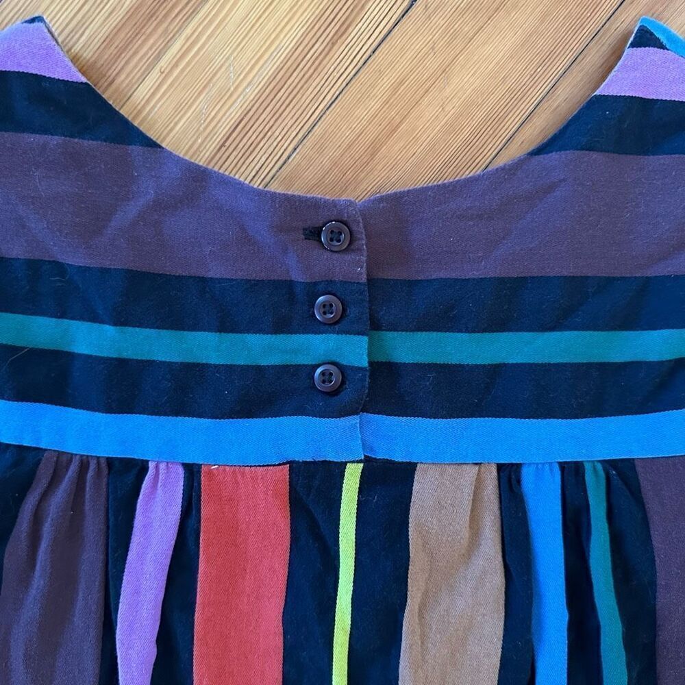 Ace & Jig Multicolor Striped Peasant Blouse (Blue, Teal, Maroon, Pink, Tan) - Picture 4 of 5